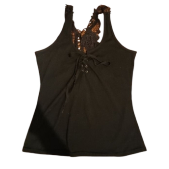 Tops - Black Lace-Up Tank Top